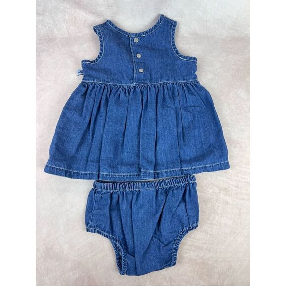 Old Navy Y2K Embroidered Lady Bug Denim Jumper - Picture 2 of 4